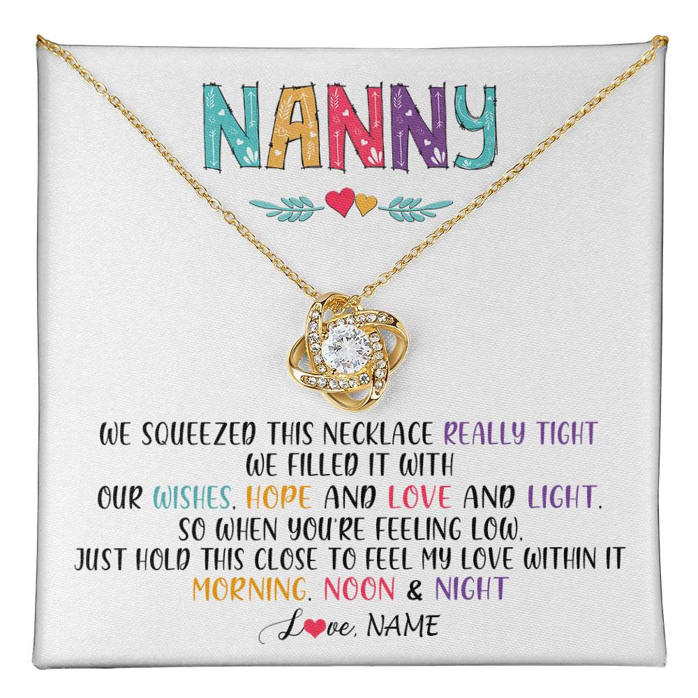 Love Knot Necklace 18K Yellow Gold Finish | 1 | Personalized To My Nanny Necklace From Kids We Squeezed This Necklace Nanny Birthday Mothers Day Christmas Jewelry Pendant Customized Gift Box Message Card | siriusteestore