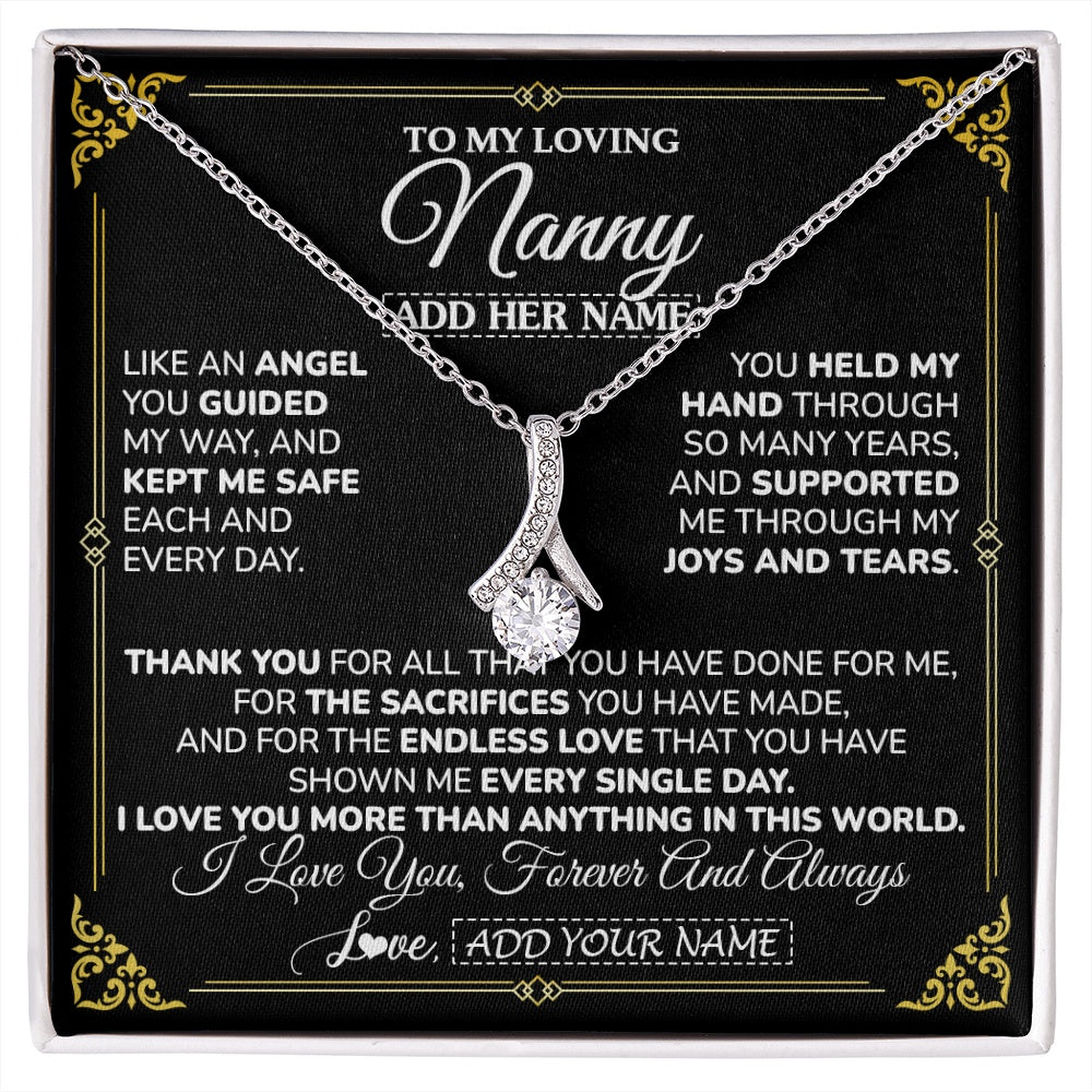 Alluring Beauty Necklace 14K White Gold Finish | 1 | Personalized To My Nanny Necklace Gifts Meaningful Gift To Nanny From Granddaughter Without You There Is No Me Mothers Day Birthday Gift Box Message Card | https://siriusteestore.
