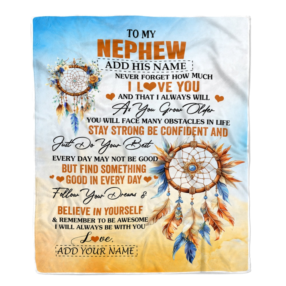 Personalized To My Nephew Blanket Dream Catcher I Love You Forever From Aunt Auntie Uncle Nephew Birthday Gifts Christmas Graduation Custom Fleece Blanket | siriusteestore