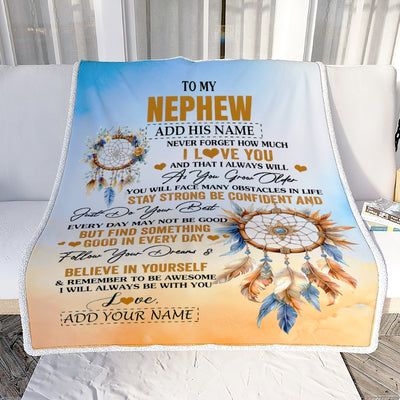 Personalized To My Nephew Blanket Dream Catcher I Love You Forever From Aunt Auntie Uncle Nephew Birthday Gifts Christmas Graduation Custom Fleece Blanket | siriusteestore