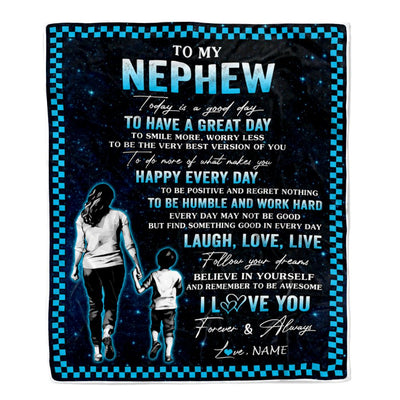Personalized To My Nephew Blanket From Aunt Auntie Every Day Laugh Love Live Aunt Nephew Birthday Gifts Graduation Christmas Customized Fleece Throw Blanket | siriusteestore