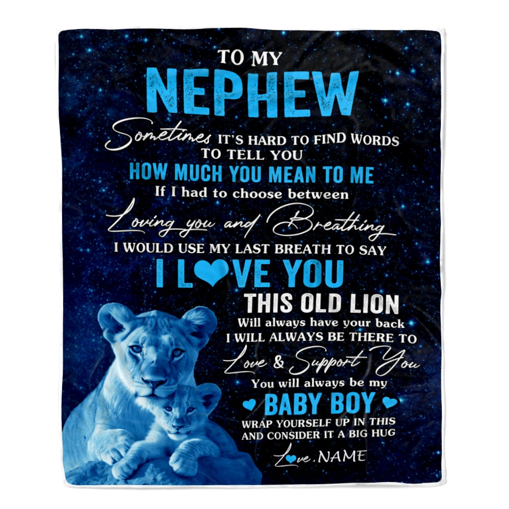 Personalized To My Nephew Blanket From Aunt Auntie I Love You This Old Lion Nephew Birthday Graduation Christmas Customized Bed Fleece Throw Blanket | siriusteestore