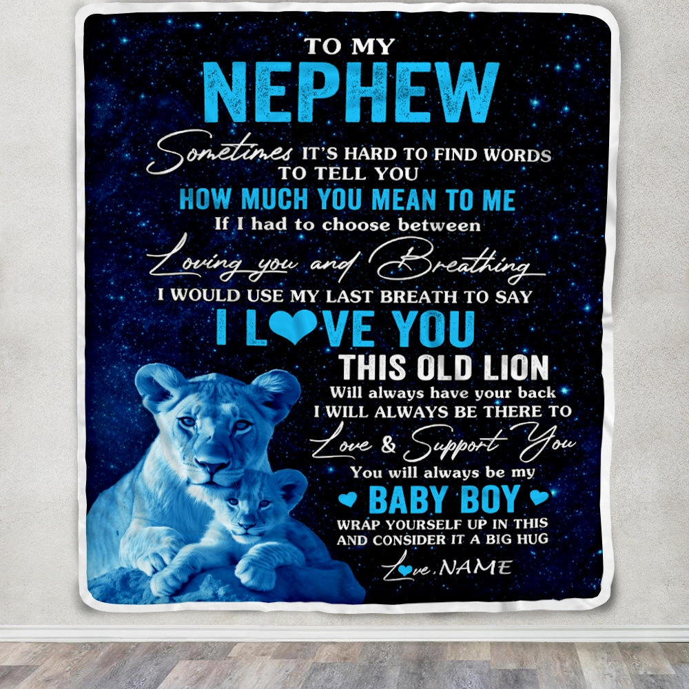 Personalized To My Nephew Blanket From Aunt Auntie I Love You This Old Lion Nephew Birthday Graduation Christmas Customized Bed Fleece Throw Blanket | siriusteestore
