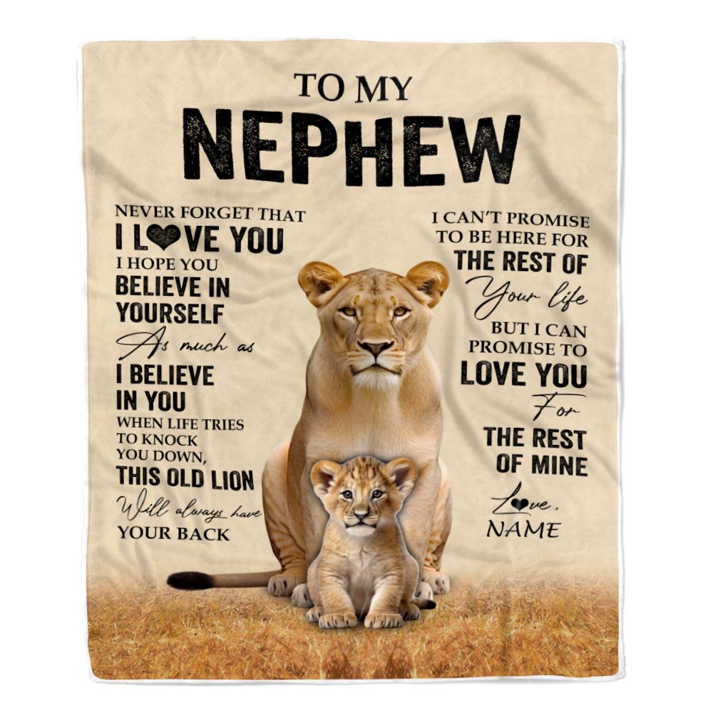 Personalized To My Nephew Blanket From Aunt Auntie Lion Never Forget That I Love You Niece Birthday Gifts Gifts Graduation Christmas Customized Fleece Throw Blanket | siriusteestore