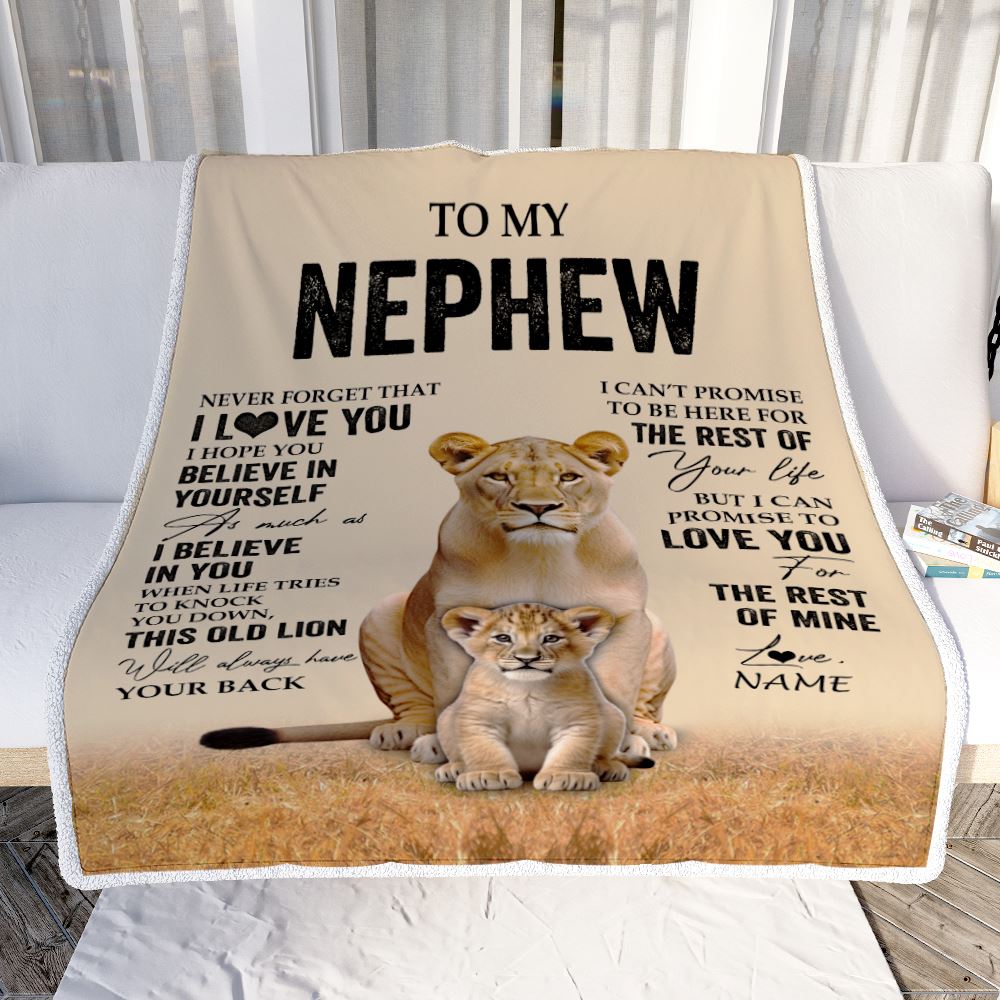Personalized To My Nephew Blanket From Aunt Auntie Lion Never Forget That I Love You Niece Birthday Gifts Gifts Graduation Christmas Customized Fleece Throw Blanket | siriusteestore