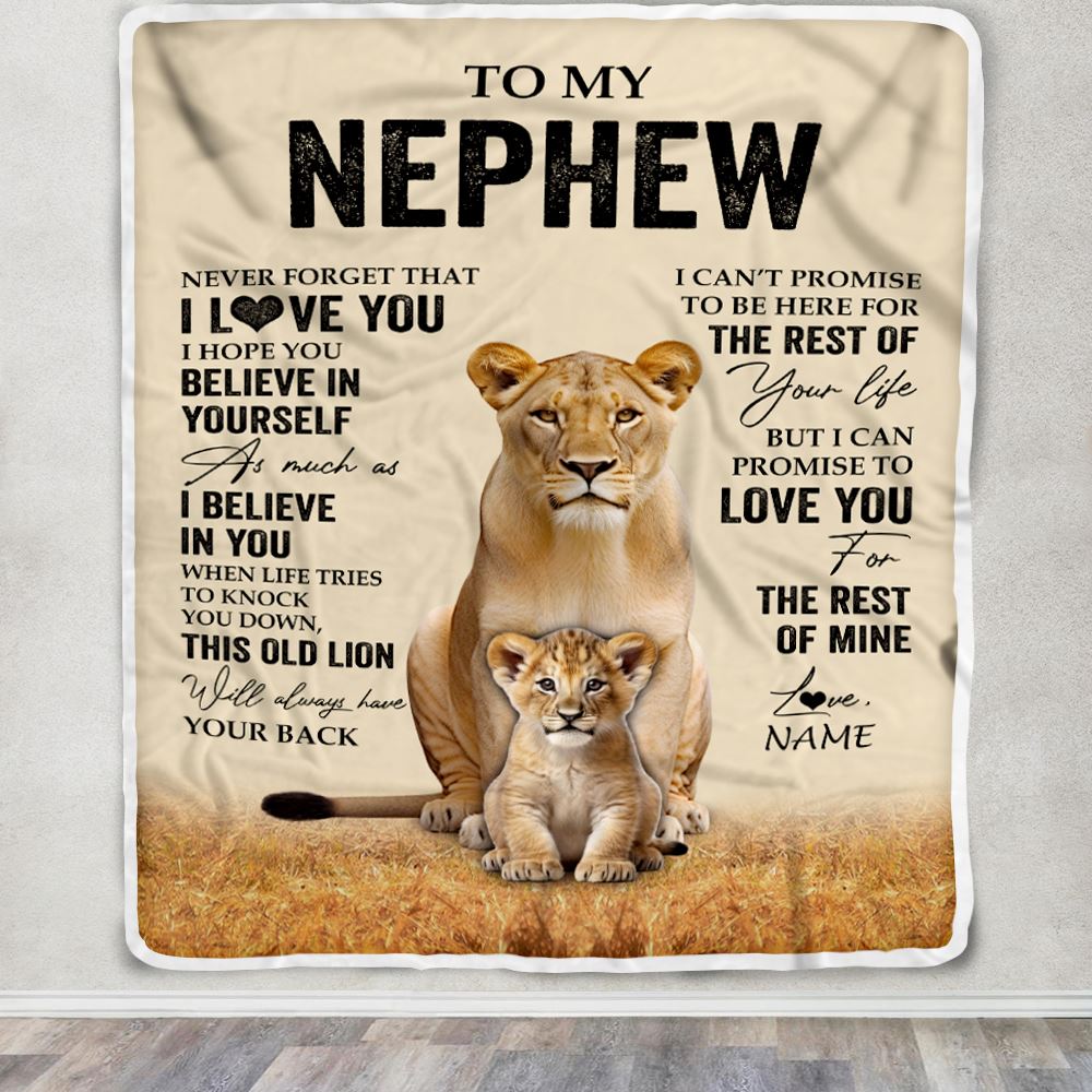 Personalized To My Nephew Blanket From Aunt Auntie Lion Never Forget That I Love You Niece Birthday Gifts Gifts Graduation Christmas Customized Fleece Throw Blanket | siriusteestore