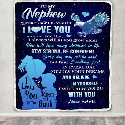 Personalized To My Nephew Blanket From Aunt Auntie Never Forget I Love You Eagle Nephew Gift Birthday Graduation Christmas Customized Fleece Throw Blanket | siriusteestore
