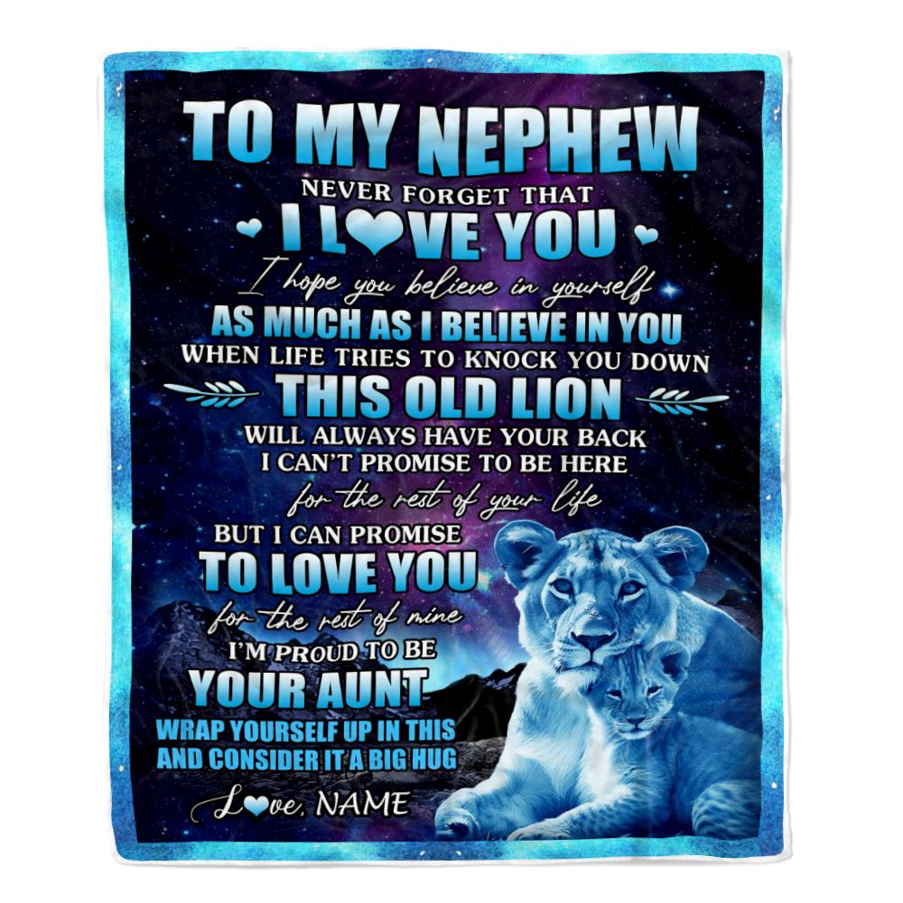 Personalized To My Nephew Blanket From Aunt Auntie Never Forget That I Love You Nephew Birthday Graduation Christmas Bed Fleece Throw Blanket | siriusteestore