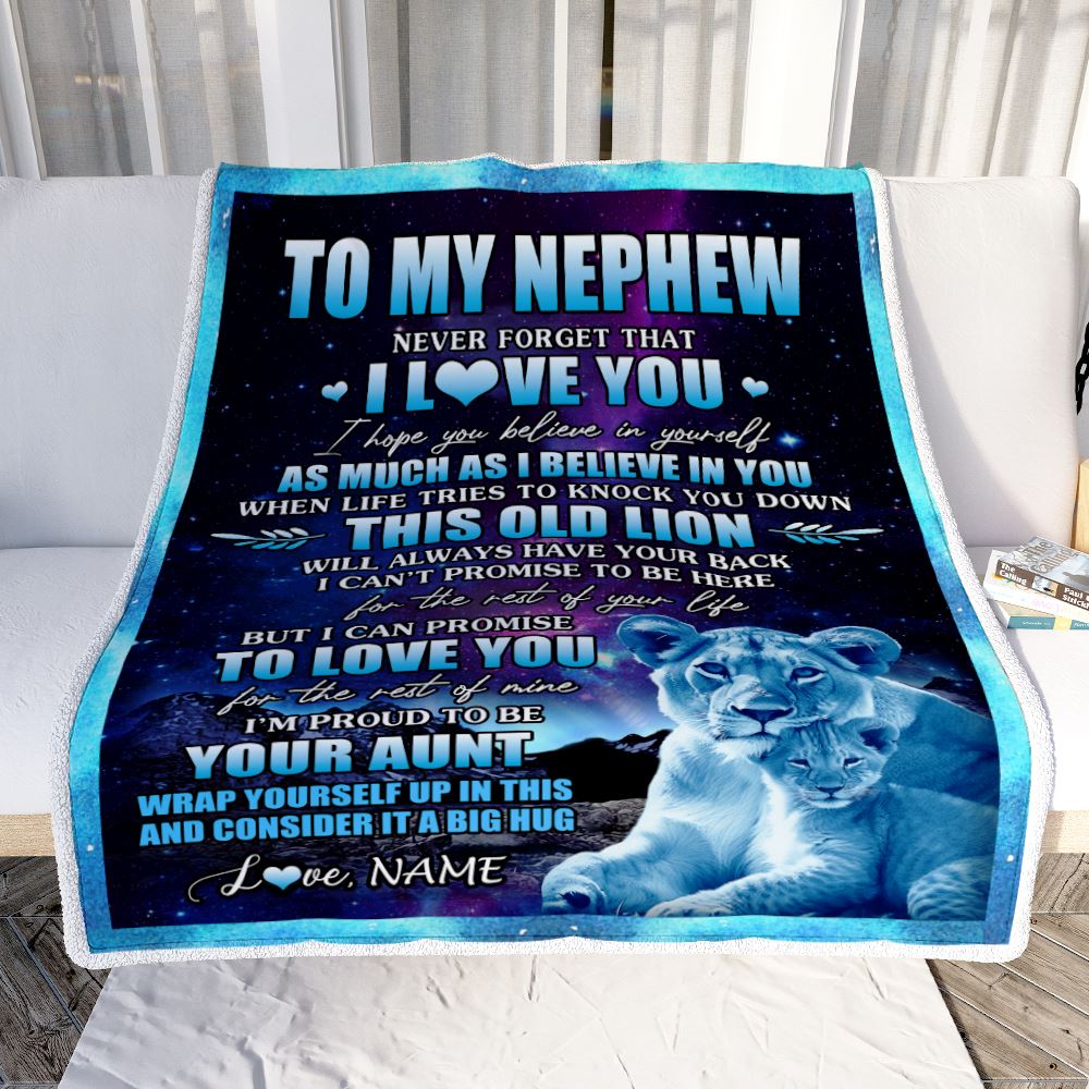 Personalized To My Nephew Blanket From Aunt Auntie Never Forget That I Love You Nephew Birthday Graduation Christmas Bed Fleece Throw Blanket | siriusteestore