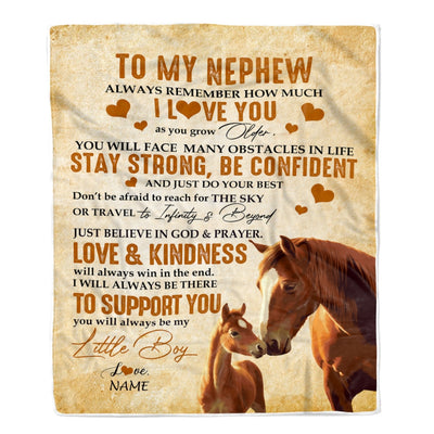 Personalized To My Nephew Blanket From Aunt Auntie Uncle Always Remember I Love You Horse Nephew Birthday Graduation Christmas Customized Fleece Throw Blanket | siriusteestore