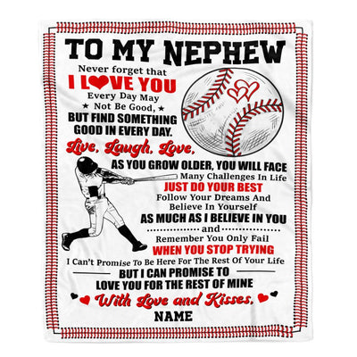 Personalized To My Nephew Blanket From Aunt Auntie Uncle I Believe In You Baseball Nephew Birthday Graduation Christmas Customized Bed Fleece Throw Blanket | siriusteestore