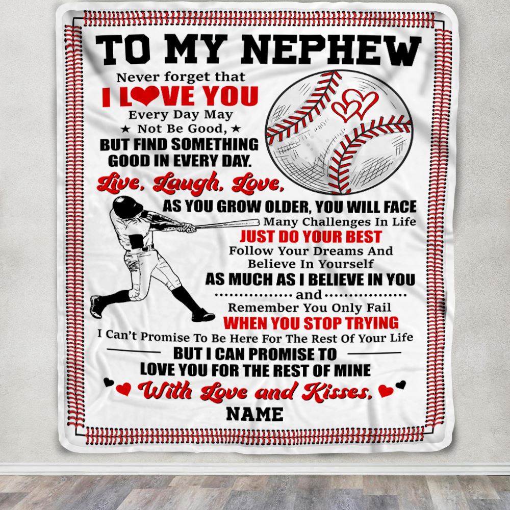 Personalized To My Nephew Blanket From Aunt Auntie Uncle I Believe In You Baseball Nephew Birthday Graduation Christmas Customized Bed Fleece Throw Blanket | siriusteestore