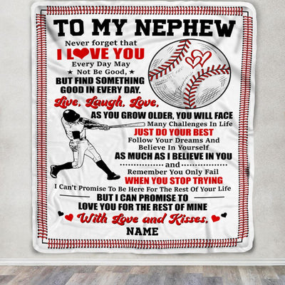 Personalized To My Nephew Blanket From Aunt Auntie Uncle I Believe In You Baseball Nephew Birthday Graduation Christmas Customized Bed Fleece Throw Blanket | siriusteestore