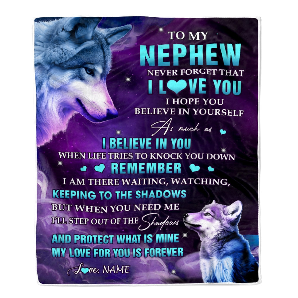 Personalized To My Nephew Blanket From Aunt Auntie Uncle Wolf Moon My Love For You Is Forever Nephew Birthday Christmas Customized Fleece Throw Blanket | siriusteestore