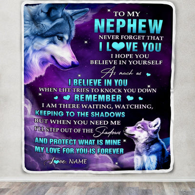 Personalized To My Nephew Blanket From Aunt Auntie Uncle Wolf Moon My Love For You Is Forever Nephew Birthday Christmas Customized Fleece Throw Blanket | siriusteestore