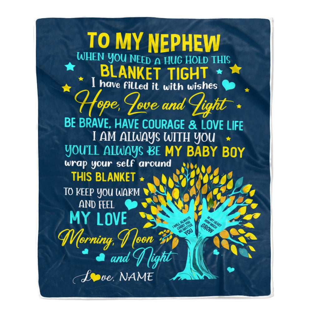 Personalized To My Nephew Blanket From Aunt Auntie When You Need A Hug Baby Boy Nephew Birthday Graduation Christmas Customized Fleece Blanket | siriusteestore