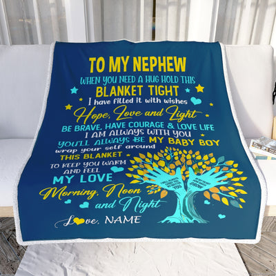 Personalized To My Nephew Blanket From Aunt Auntie When You Need A Hug Baby Boy Nephew Birthday Graduation Christmas Customized Fleece Blanket | siriusteestore