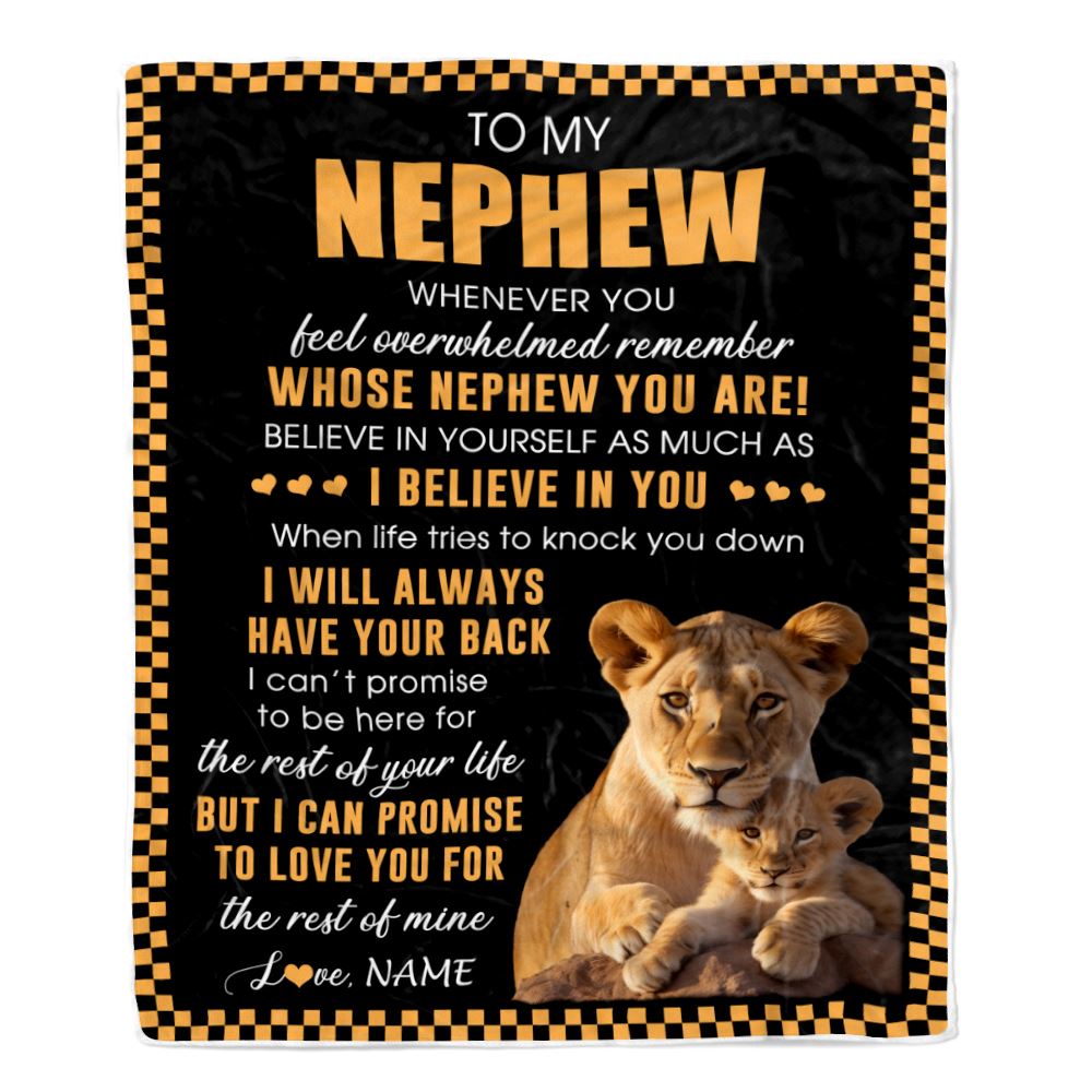 Personalized To My Nephew Blanket From Aunt Auntie Whenever You Feel Lion Nephew Birthday Gifts Graduation Christmas Customized Fleece Throw Blanket | siriusteestore