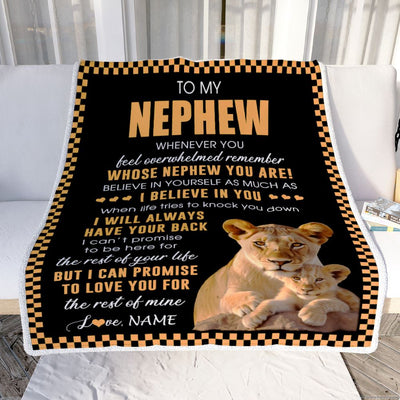 Personalized To My Nephew Blanket From Aunt Auntie Whenever You Feel Lion Nephew Birthday Gifts Graduation Christmas Customized Fleece Throw Blanket | siriusteestore