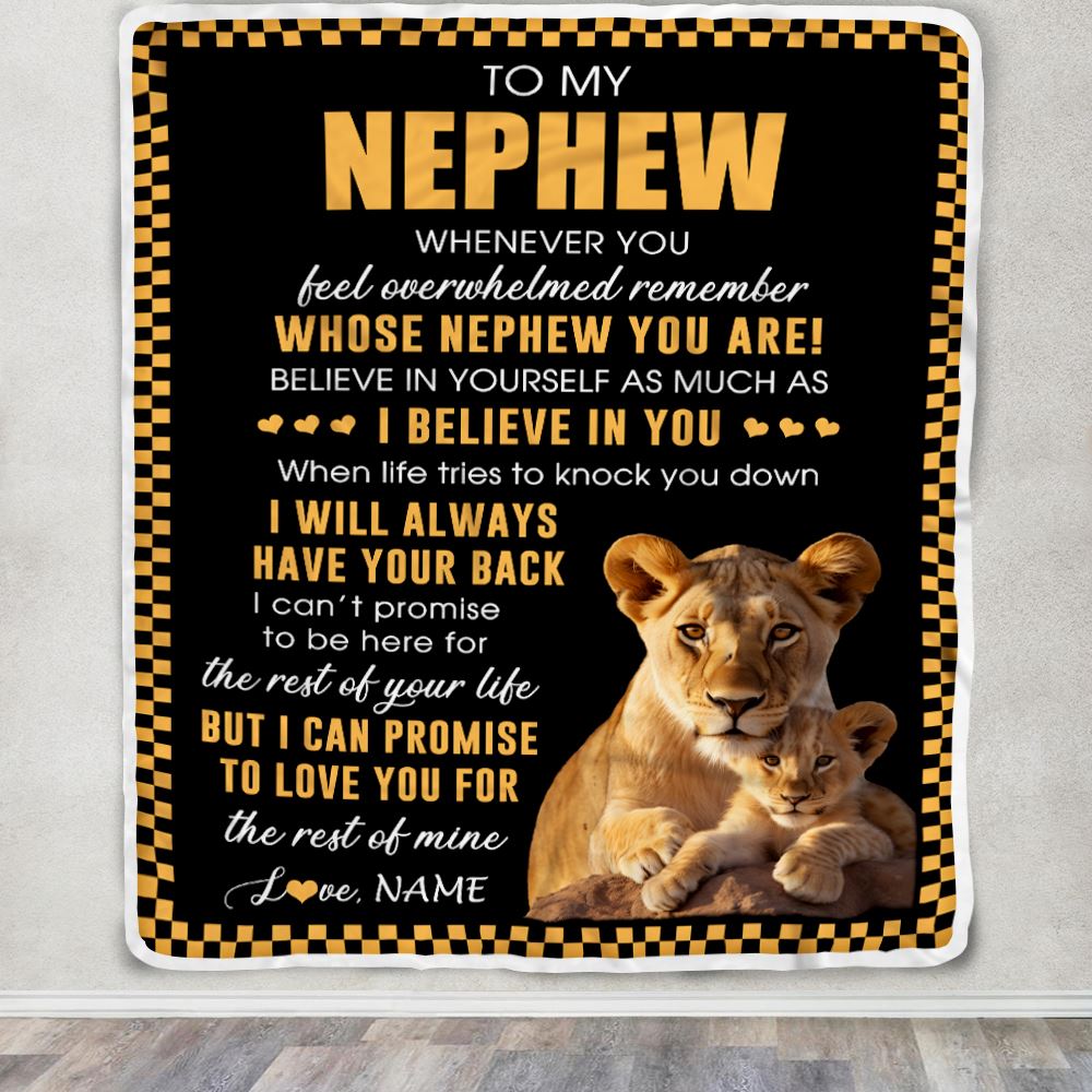 Personalized To My Nephew Blanket From Aunt Auntie Whenever You Feel Lion Nephew Birthday Gifts Graduation Christmas Customized Fleece Throw Blanket | siriusteestore