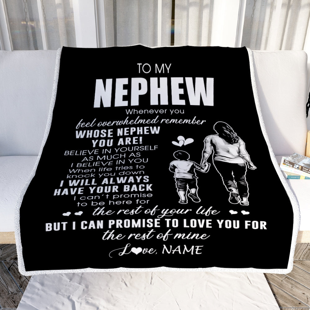 Personalized To My Nephew Blanket From Aunt Auntie Whenever You Feel Overwhelmed Nephew Birthday Graduation Christmas Customized Bed Fleece Throw Blanket | siriusteestore