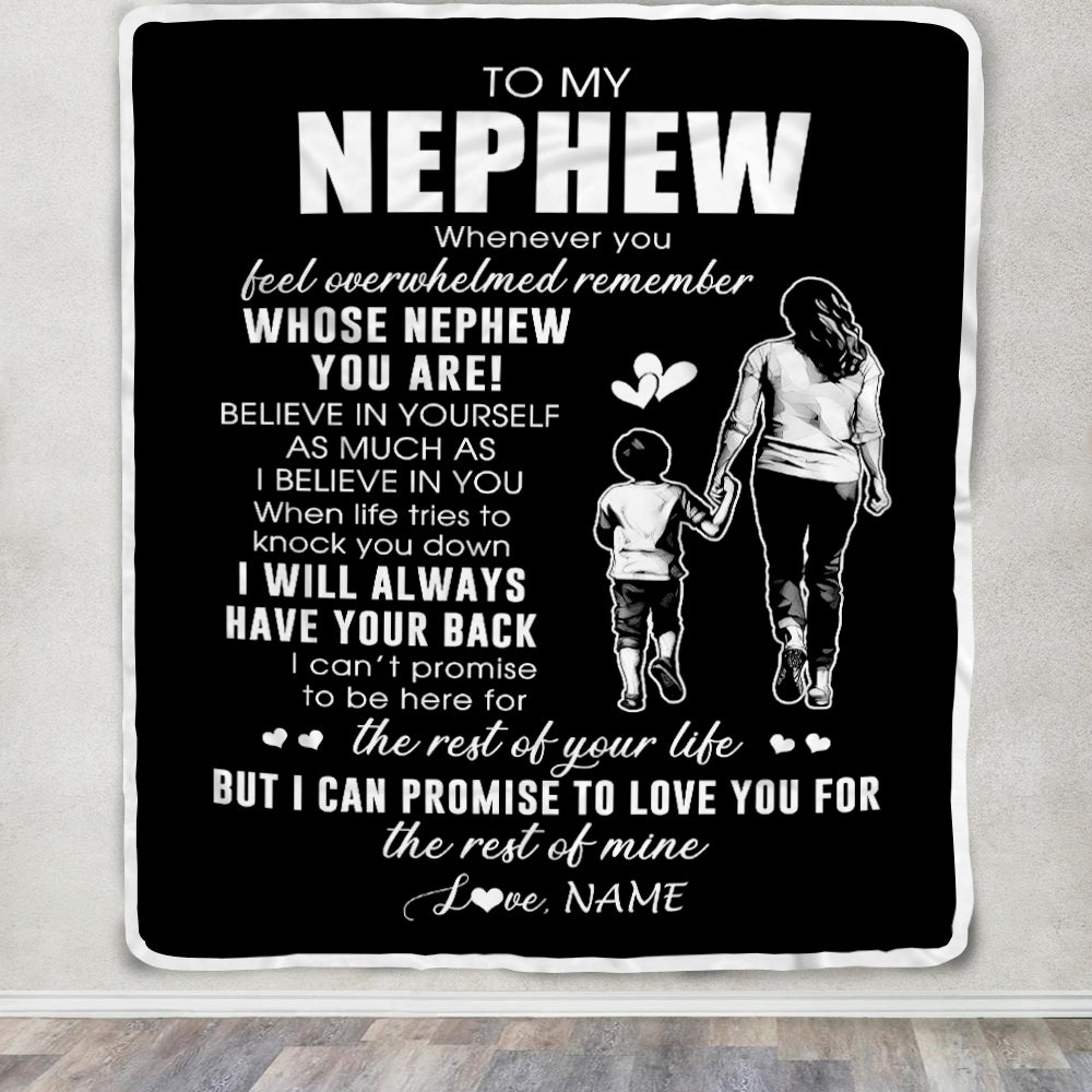 Personalized To My Nephew Blanket From Aunt Auntie Whenever You Feel Overwhelmed Nephew Birthday Graduation Christmas Customized Bed Fleece Throw Blanket | siriusteestore