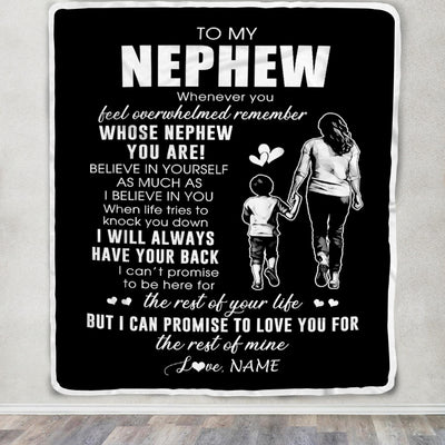 Personalized To My Nephew Blanket From Aunt Auntie Whenever You Feel Overwhelmed Nephew Birthday Graduation Christmas Customized Bed Fleece Throw Blanket | siriusteestore