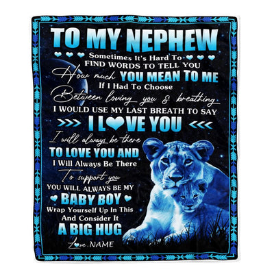 Personalized To My Nephew Blanket From Aunt Auntie You Mean Yo Me My Baby Boy Lion Nephew Birthday Graduation Christmas Customized Bed Fleece Throw Blanket | siriusteestore