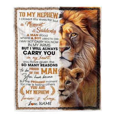 Personalized To My Nephew Blanket From Aunt Uncle Auntie I Closed My Eyes Great Nephew Birthday Gifts Graduation Christmas Customized Fleece Throw Blanket | siriusteestore