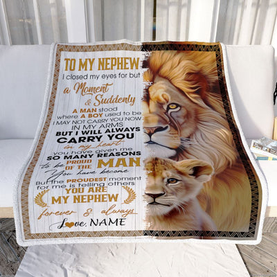 Personalized To My Nephew Blanket From Aunt Uncle Auntie I Closed My Eyes Great Nephew Birthday Gifts Graduation Christmas Customized Fleece Throw Blanket | siriusteestore