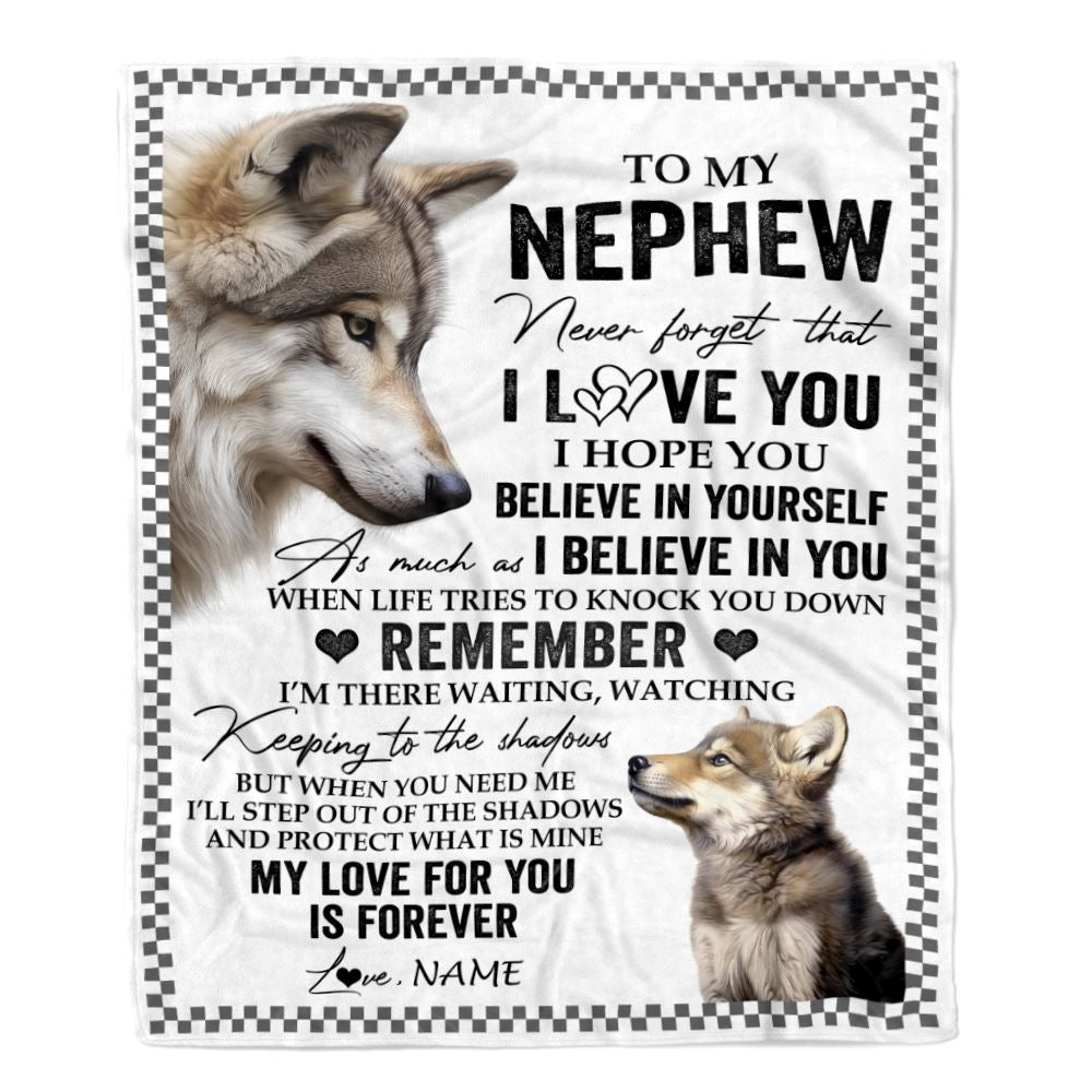 Personalized To My Nephew Blanket From Aunt Uncle Auntie Wolf My Love For You Is Forever Nephew Birthday Gifts Graduation Christmas Customized Fleece Blanket | siriusteestore