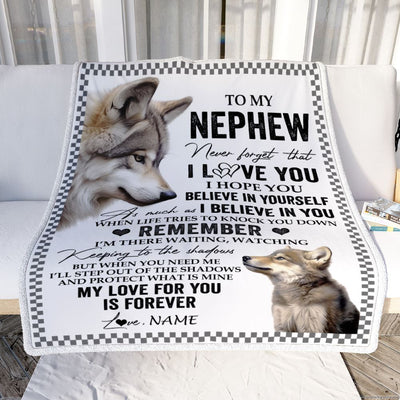 Personalized To My Nephew Blanket From Aunt Uncle Auntie Wolf My Love For You Is Forever Nephew Birthday Gifts Graduation Christmas Customized Fleece Blanket | siriusteestore