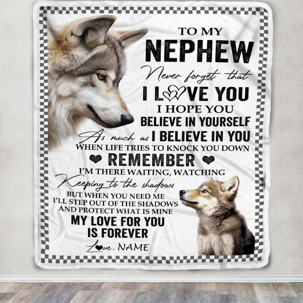 Personalized To My Nephew Blanket From Aunt Uncle Auntie Wolf My Love For You Is Forever Nephew Birthday Gifts Graduation Christmas Customized Fleece Blanket | siriusteestore