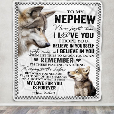 Personalized To My Nephew Blanket From Aunt Uncle Auntie Wolf My Love For You Is Forever Nephew Birthday Gifts Graduation Christmas Customized Fleece Blanket | siriusteestore