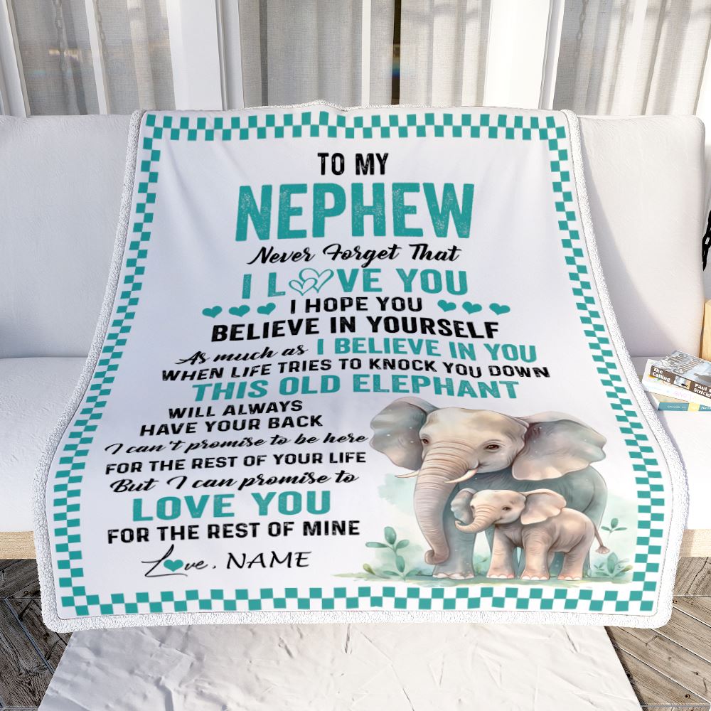 Personalized To My Nephew Blanket From Aunt Uncle This Old Elephant Love You Nephew Birthday Gifts Graduation Christmas Customized Fleece Throw Blanket | siriusteestore