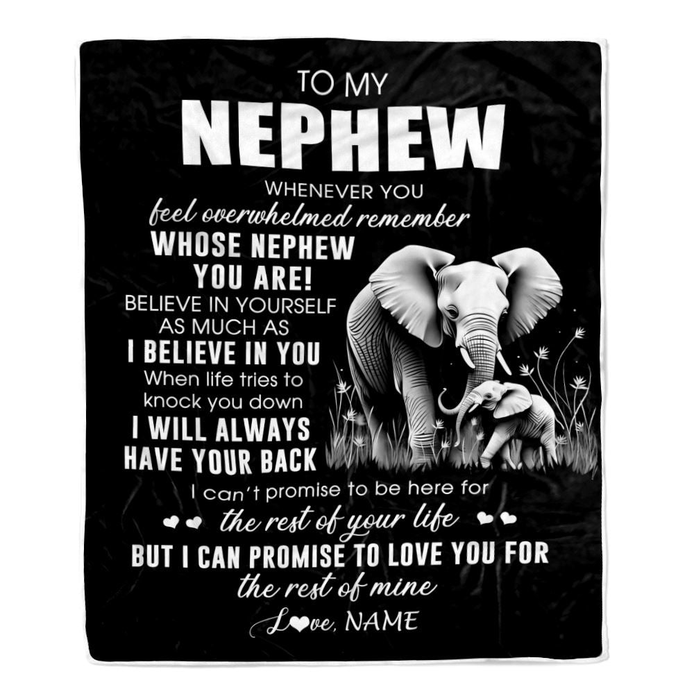 Personalized To My Nephew Blanket From Aunt Uncle Whenever You Feel Elephant Nephew Birthday Gifts Graduation Christmas Customized Fleece Throw Blanket | siriusteestore