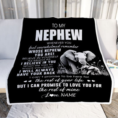 Personalized To My Nephew Blanket From Aunt Uncle Whenever You Feel Elephant Nephew Birthday Gifts Graduation Christmas Customized Fleece Throw Blanket | siriusteestore