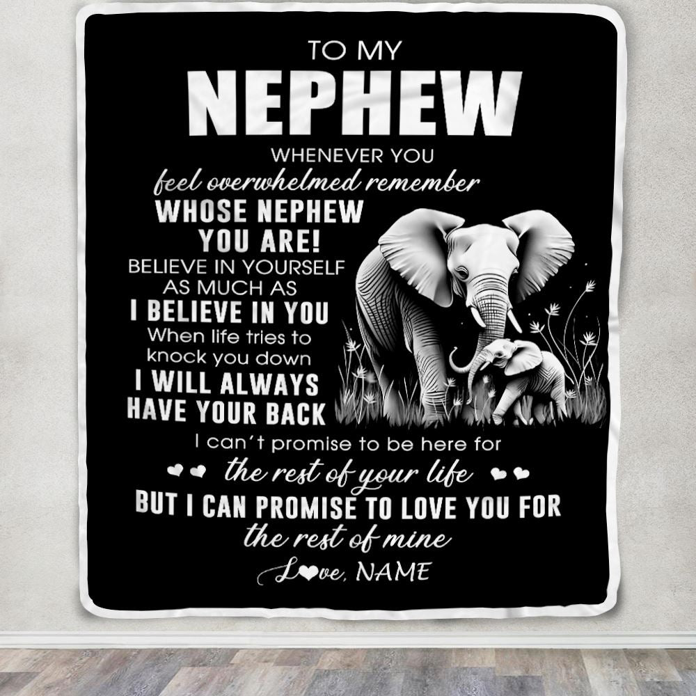 Personalized To My Nephew Blanket From Aunt Uncle Whenever You Feel Elephant Nephew Birthday Gifts Graduation Christmas Customized Fleece Throw Blanket | siriusteestore