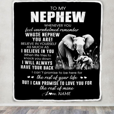 Personalized To My Nephew Blanket From Aunt Uncle Whenever You Feel Elephant Nephew Birthday Gifts Graduation Christmas Customized Fleece Throw Blanket | siriusteestore