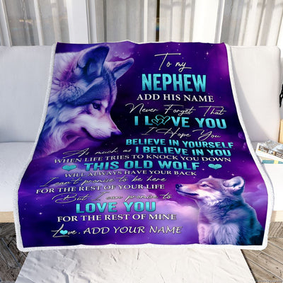 Personalized To My Nephew Blanket From Aunt Uncle Wolf Never Forget I Love You Nephew Birthday Gifts Graduation Christmas Customized Fleece Throw Blanket | siriusteestore