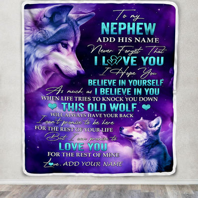 Personalized To My Nephew Blanket From Aunt Uncle Wolf Never Forget I Love You Nephew Birthday Gifts Graduation Christmas Customized Fleece Throw Blanket | siriusteestore
