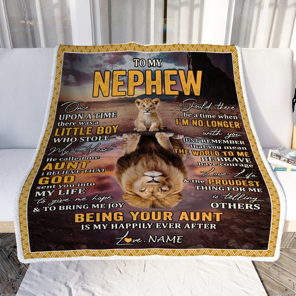 Personalized To My Nephew Blanket From Mom Mother Lion Being Your Mom Is My Happily Ever Nephew Birthday Gifts Graduation Christmas Customized Fleece Blanket | siriusteestore