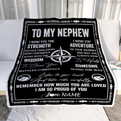 Personalized To My Nephew Blanket From Uncle Aunt Auntie I Wish You The Strength Nephew Birthday Gifts Graduation Christmas Customized Fleece Throw Blanket | siriusteestore