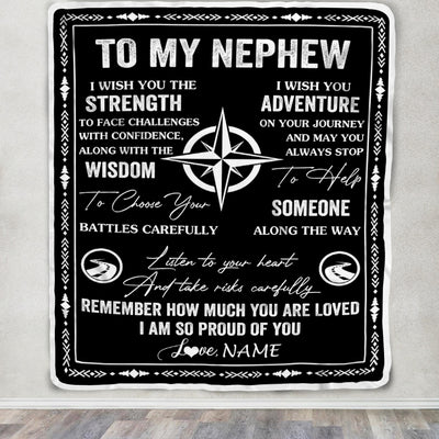 Personalized To My Nephew Blanket From Uncle Aunt Auntie I Wish You The Strength Nephew Birthday Gifts Graduation Christmas Customized Fleece Throw Blanket | siriusteestore