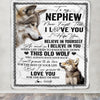 Personalized To My Nephew Blanket From Uncle Aunt Auntie Uncle This Old Wolf Love You Nephew Birthday Graduation Christmas Customized Fleece Blanket | siriusteestore