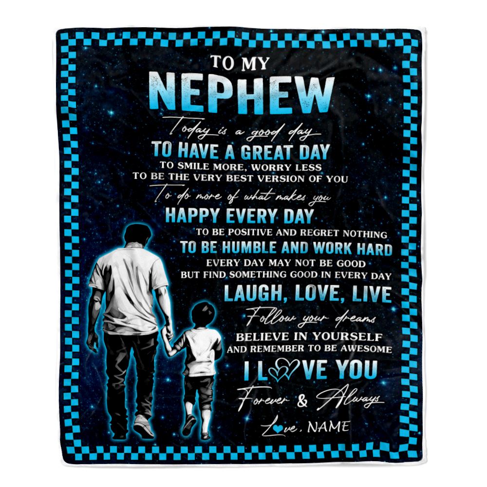Personalized To My Nephew Blanket From Uncle Every Day Laugh Love Live Uncle Nephew Birthday Gifts Graduation Christmas Customized Fleece Throw Blanket | siriusteestore