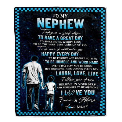 Personalized To My Nephew Blanket From Uncle Every Day Laugh Love Live Uncle Nephew Birthday Gifts Graduation Christmas Customized Fleece Throw Blanket | siriusteestore
