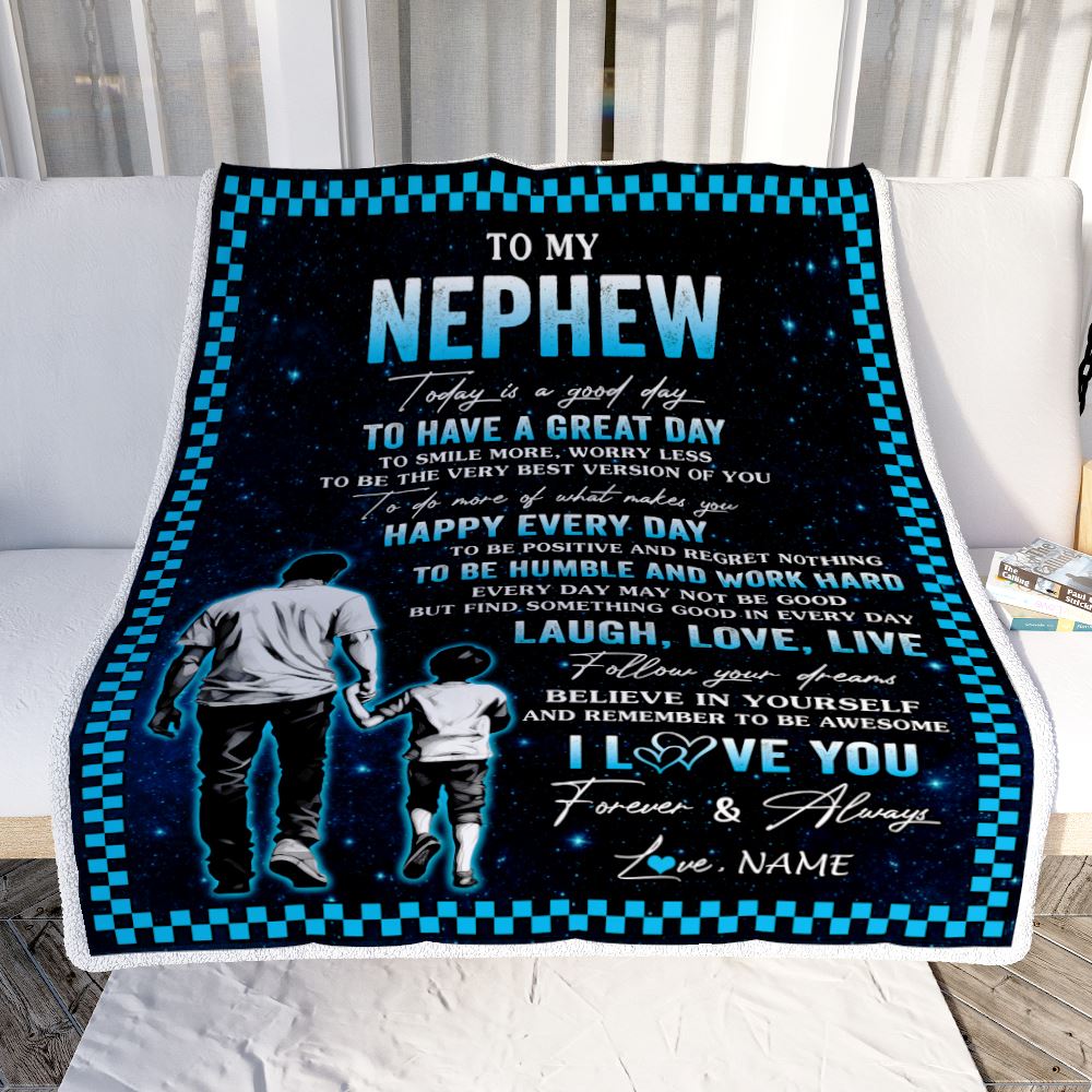 Personalized To My Nephew Blanket From Uncle Every Day Laugh Love Live Uncle Nephew Birthday Gifts Graduation Christmas Customized Fleece Throw Blanket | siriusteestore