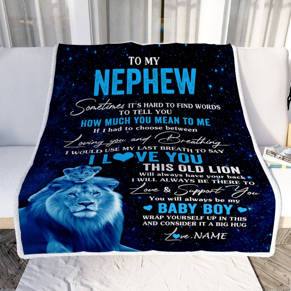 Personalized To My Nephew Blanket From Uncle I Love You This Old Lion Nephew Birthday Graduation Christmas Customized Bed Fleece Throw Blanket | siriusteestore