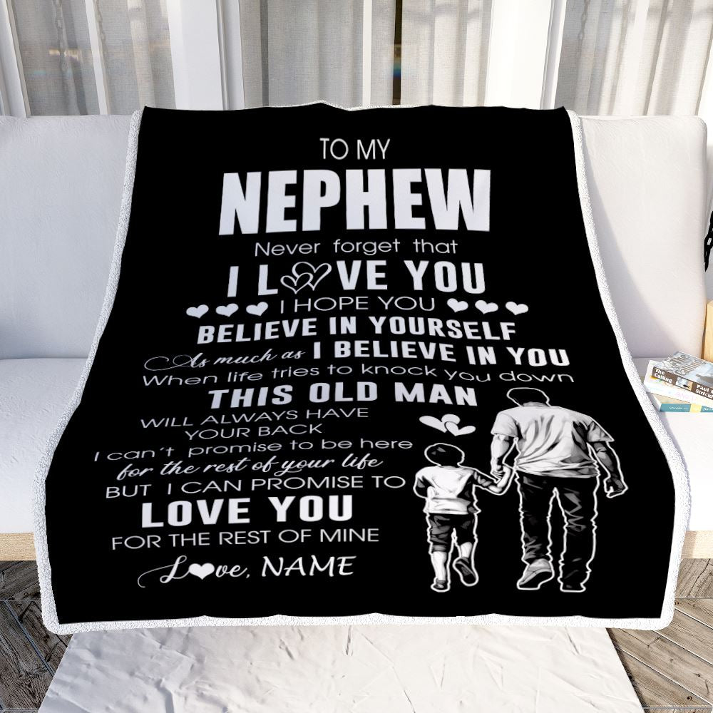 Personalized To My Nephew Blanket From Uncle This Old Man Love You Nephew Birthday Gifts Graduation Christmas Customized Bed Fleece Throw Blanket | siriusteestore